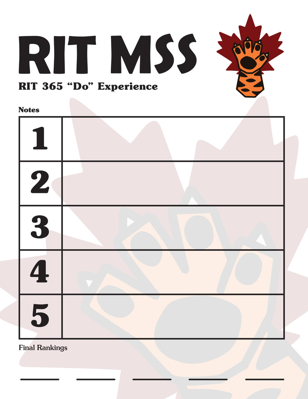 student worksheet for the experience
