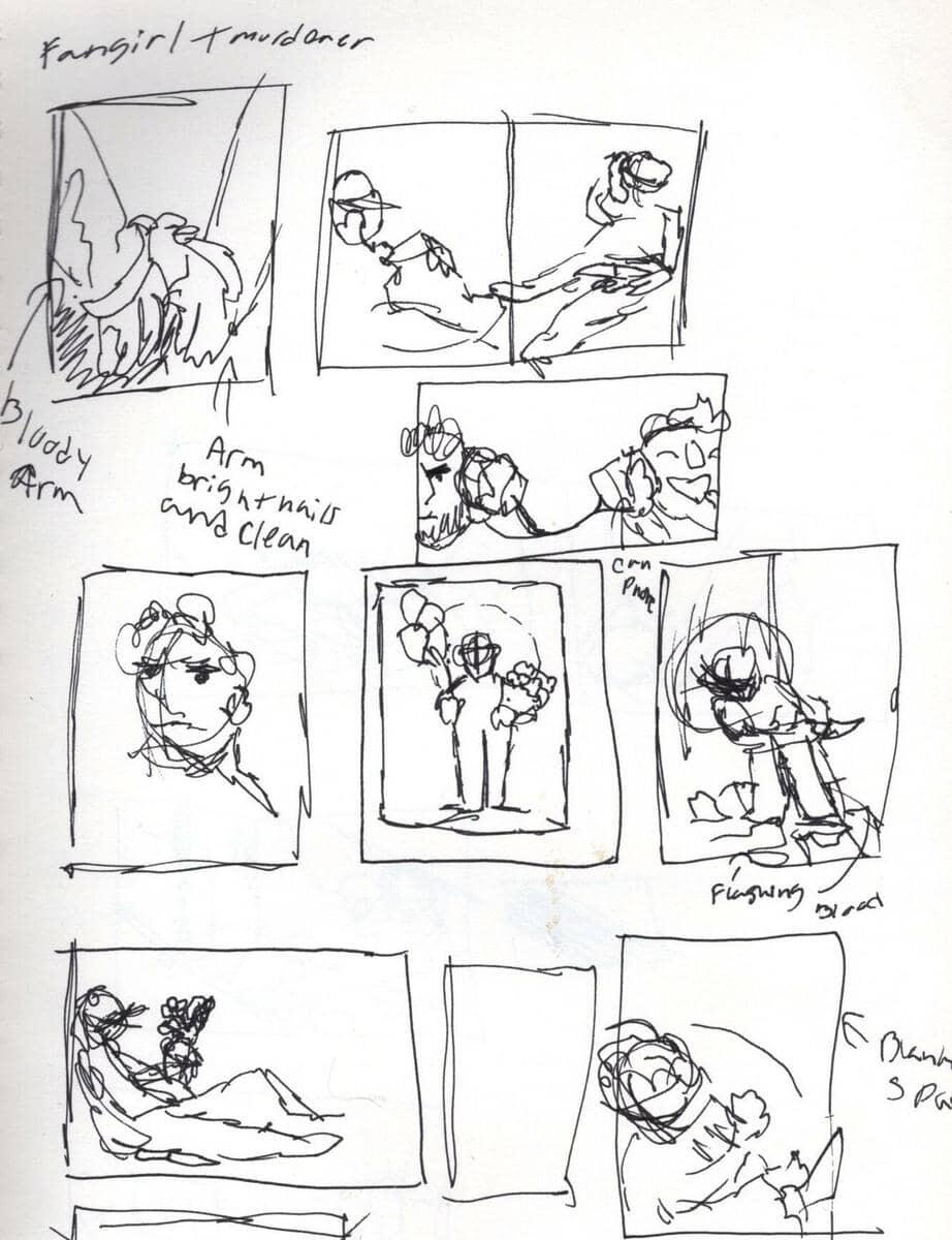 motion + two-page spread sketches