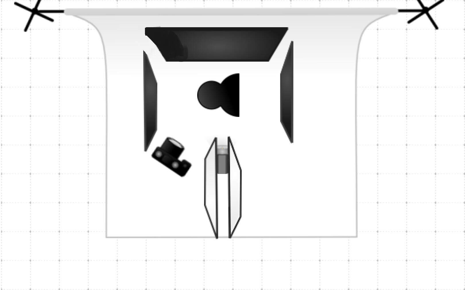 zoom reflector + two cards creating a tunnel, black cards on either side