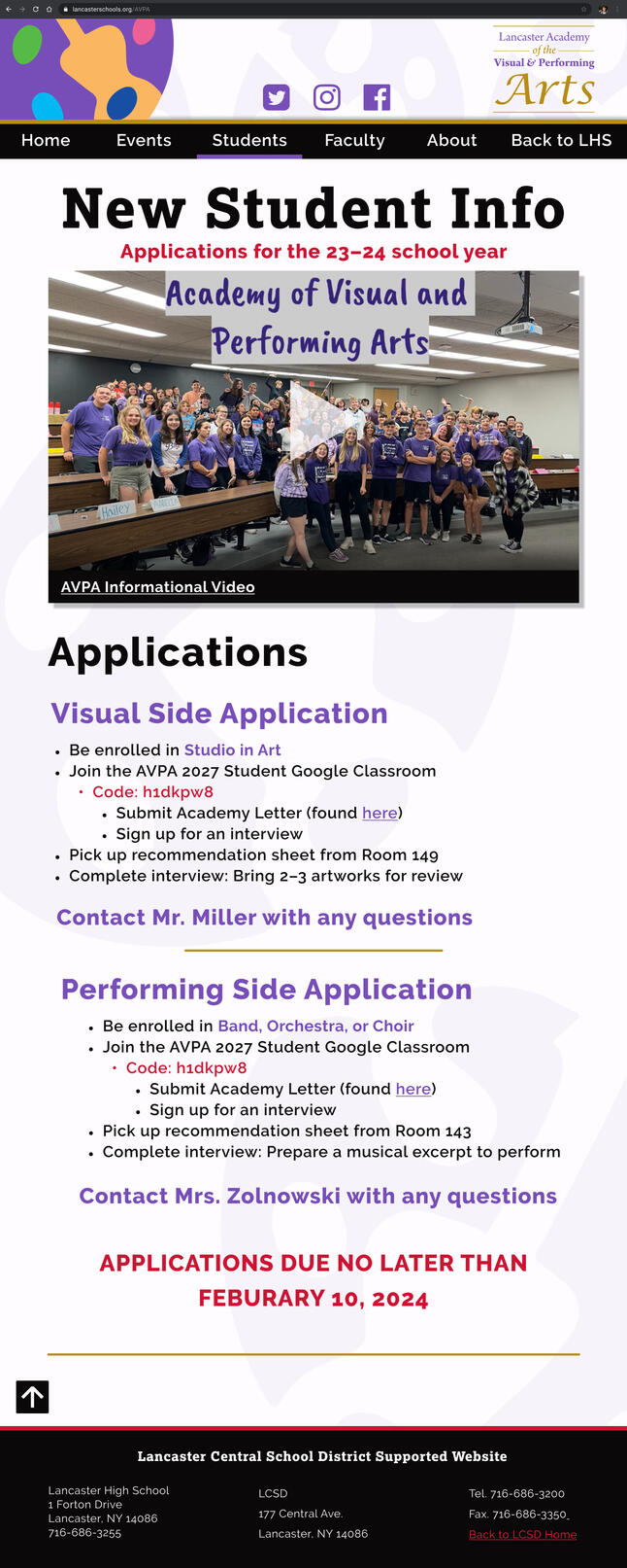 new student information